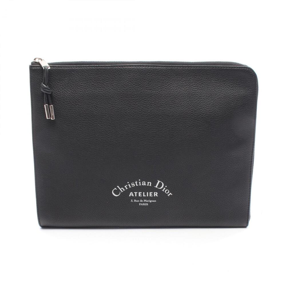 Christian Dior Atelier Pouch Leather Shoulder Bag Black